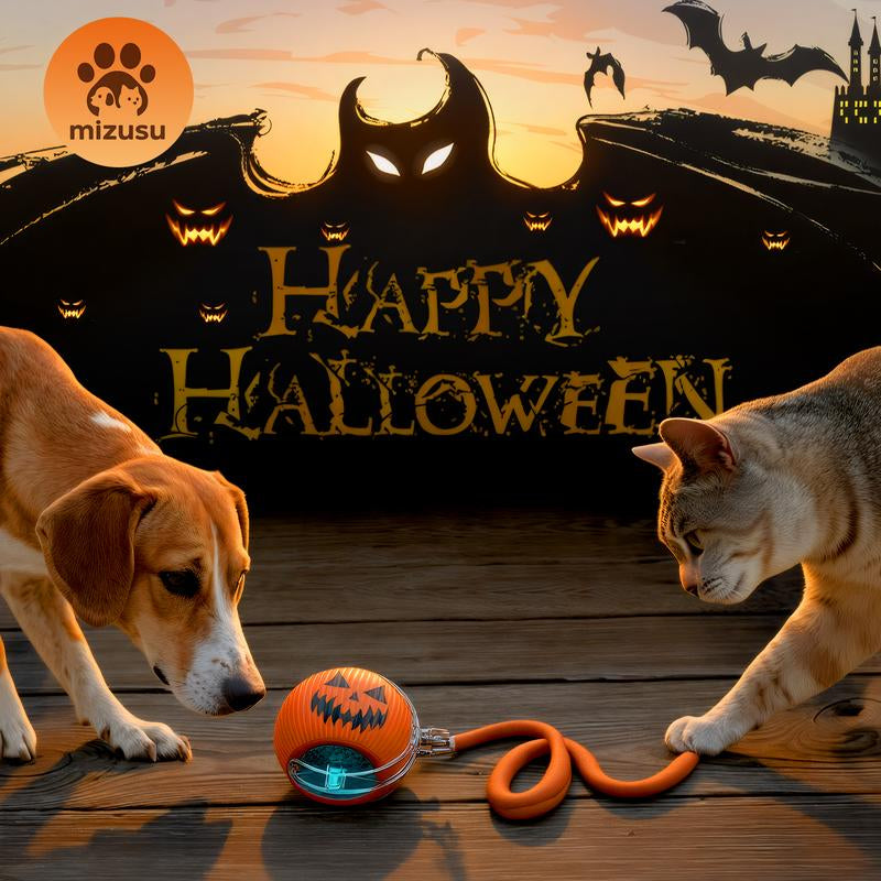 【Halloween Limited Mizusu Interactive Cat & Dog Teaser Toy with Two Additional Tails, Kitten Rolling Ball Toy, Pet Supplies, Dog & Cat Accessories Cute Dog Toys