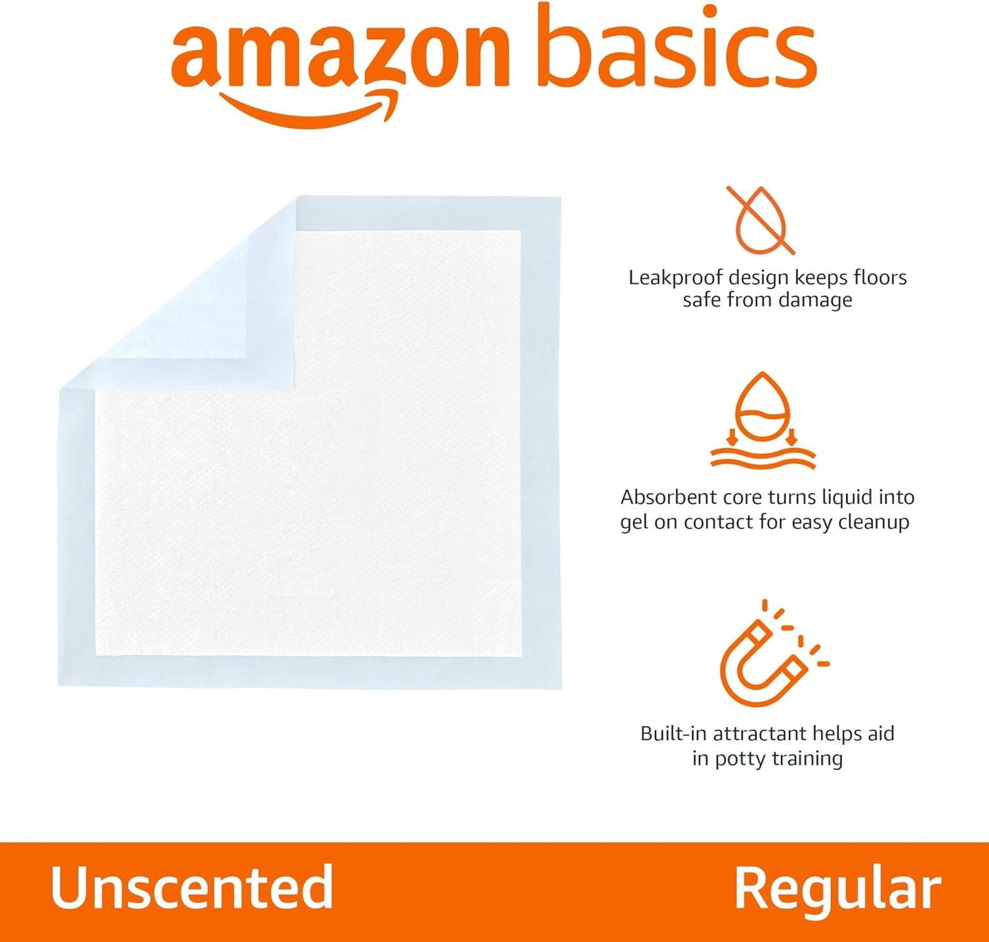 Professional Dog and Puppy Training Pads, Leakproof 5-Layer Design with Quick-Dry Surface, Regular Size, Pack of 50, Blue