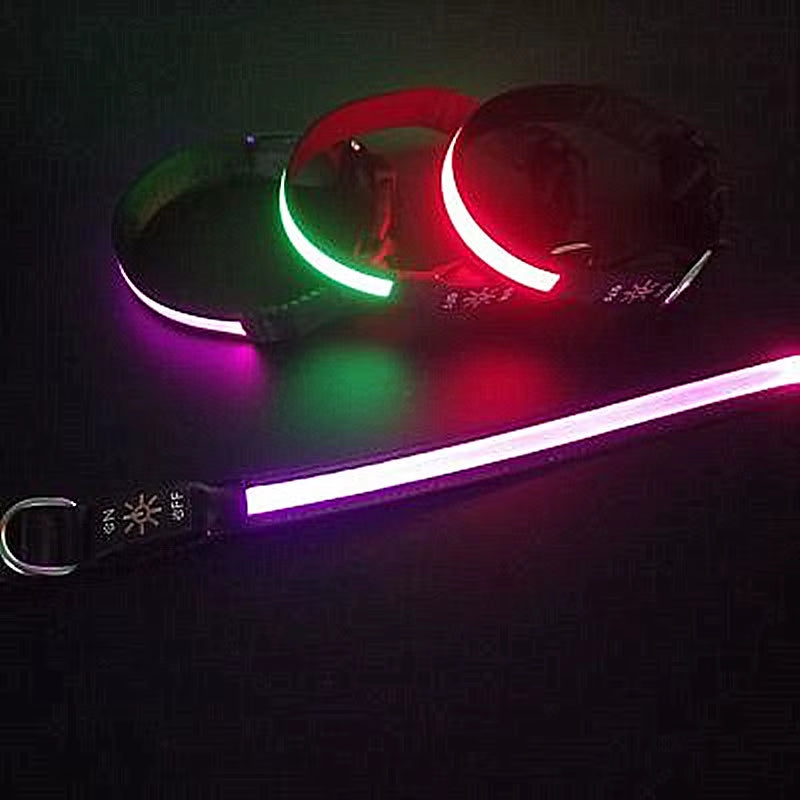 LED Glowing Dog Collar Adjustable Flashing USB Charging Luminous Collar Night Light Harness for Big Medium Small Dogs Pet Items