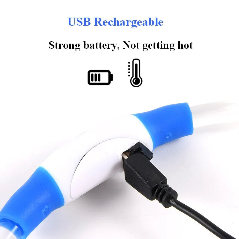 LED Dog Collar Rechargeable 3 Working Mode More Lighter Max 70Cm Night Safety Flashing Glow Collar anti Lost Night Collar