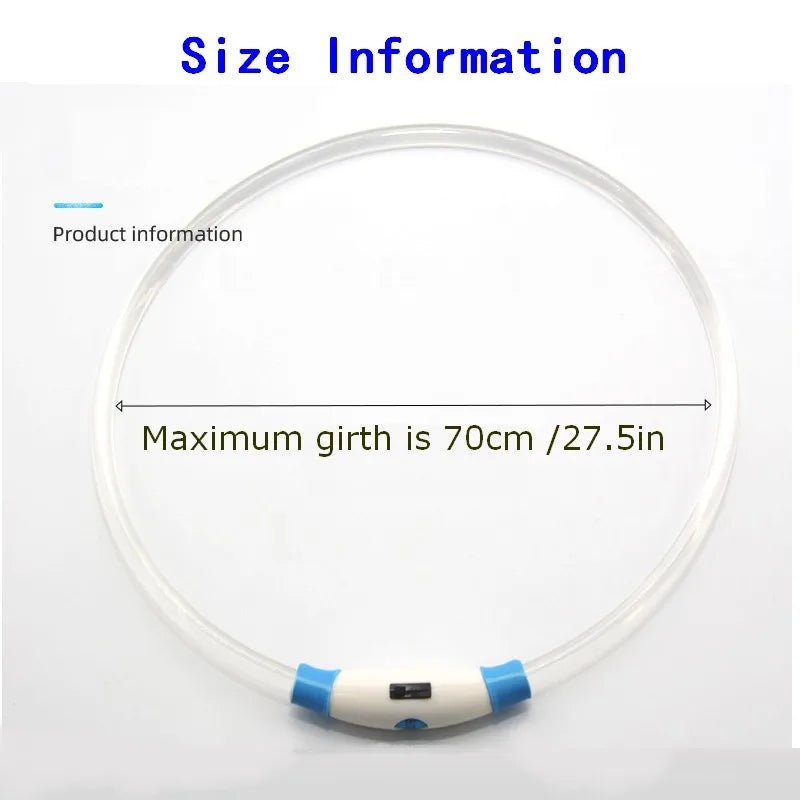 LED Dog Collar Rechargeable 3 Working Mode More Lighter Max 70Cm Night Safety Flashing Glow Collar anti Lost Night Collar