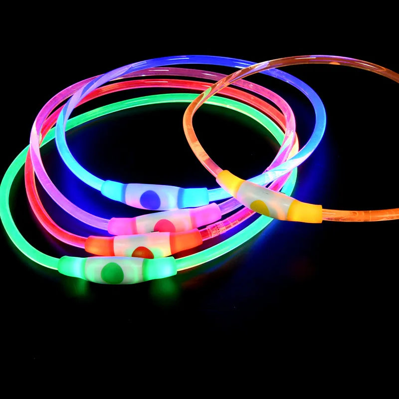 LED Dog Collar Rechargeable 3 Working Mode More Lighter Max 70Cm Night Safety Flashing Glow Collar anti Lost Night Collar