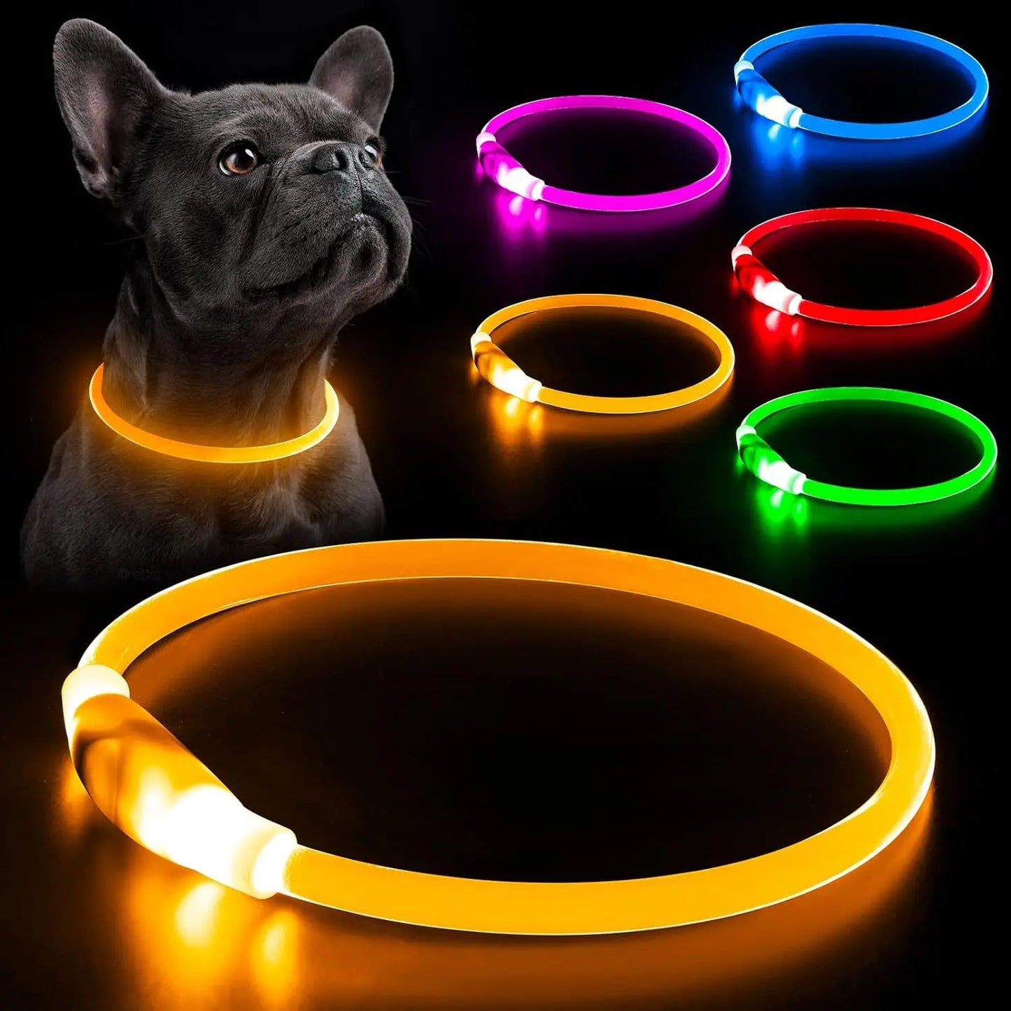 LED Dog Collar Rechargeable 3 Working Mode More Lighter Max 70Cm Night Safety Flashing Glow Collar anti Lost Night Collar