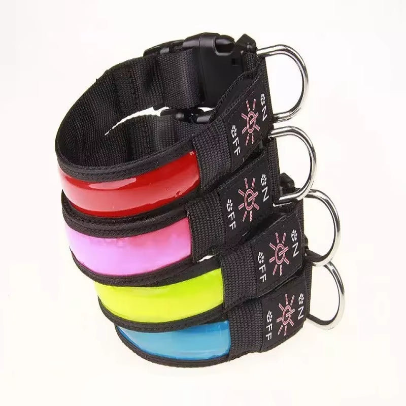 LED Glowing Dog Collar Adjustable Flashing USB Charging Luminous Collar Night Light Harness for Big Medium Small Dogs Pet Items