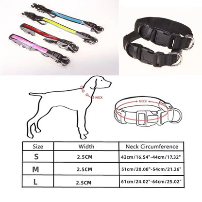 LED Glowing Dog Collar Adjustable Flashing USB Charging Luminous Collar Night Light Harness for Big Medium Small Dogs Pet Items