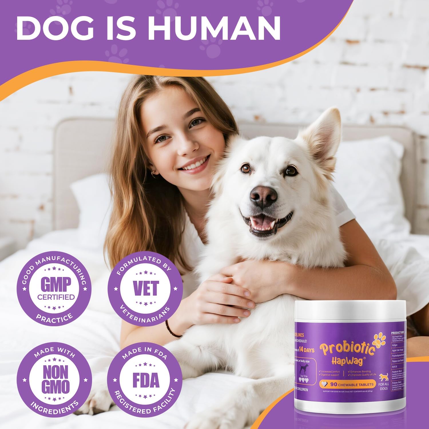 Probiotics for All Breeds and Ages Dogs, Support Gut Digestive Health, anti Diarrhea, Constipation Relief, No More Allergies, Dog Supplements - Pork Flavor - 90 Soft Chews