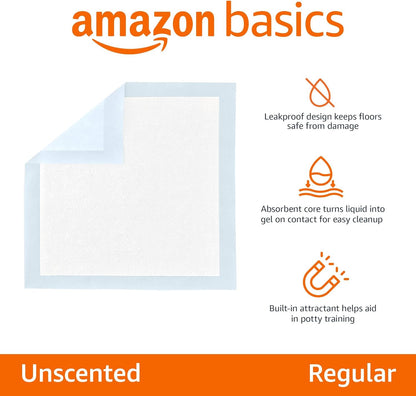 Professional Dog and Puppy Training Pads, Leakproof 5-Layer Design with Quick-Dry Surface, Regular Size, Pack of 50, Blue